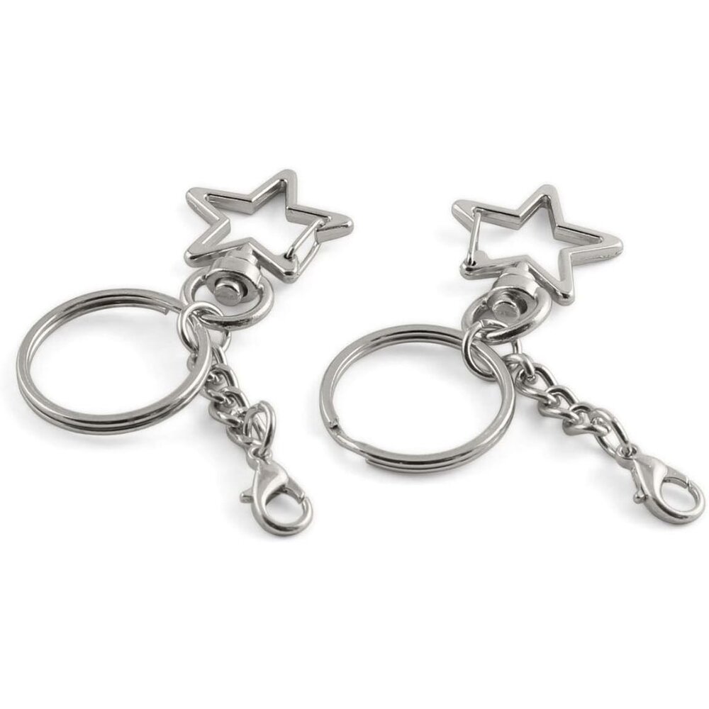 Chic Silver Star Spring Snap Keychain Clips - Set… - image 6